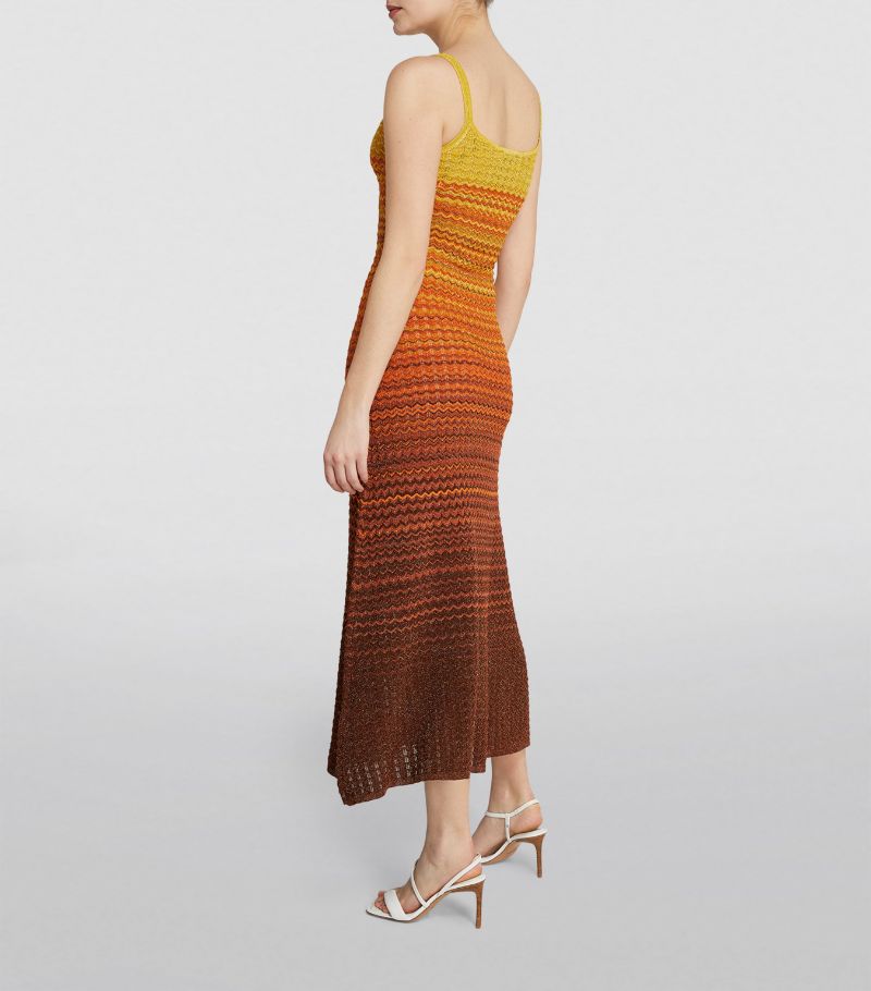 SANDRO Gradient Knitted Maxi Dress sunset
