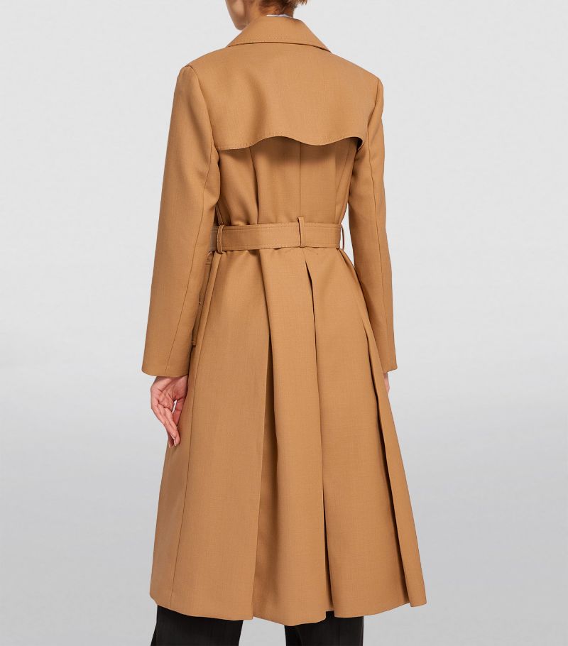 SANDRO Wool-Blend Trench Coat - Brown