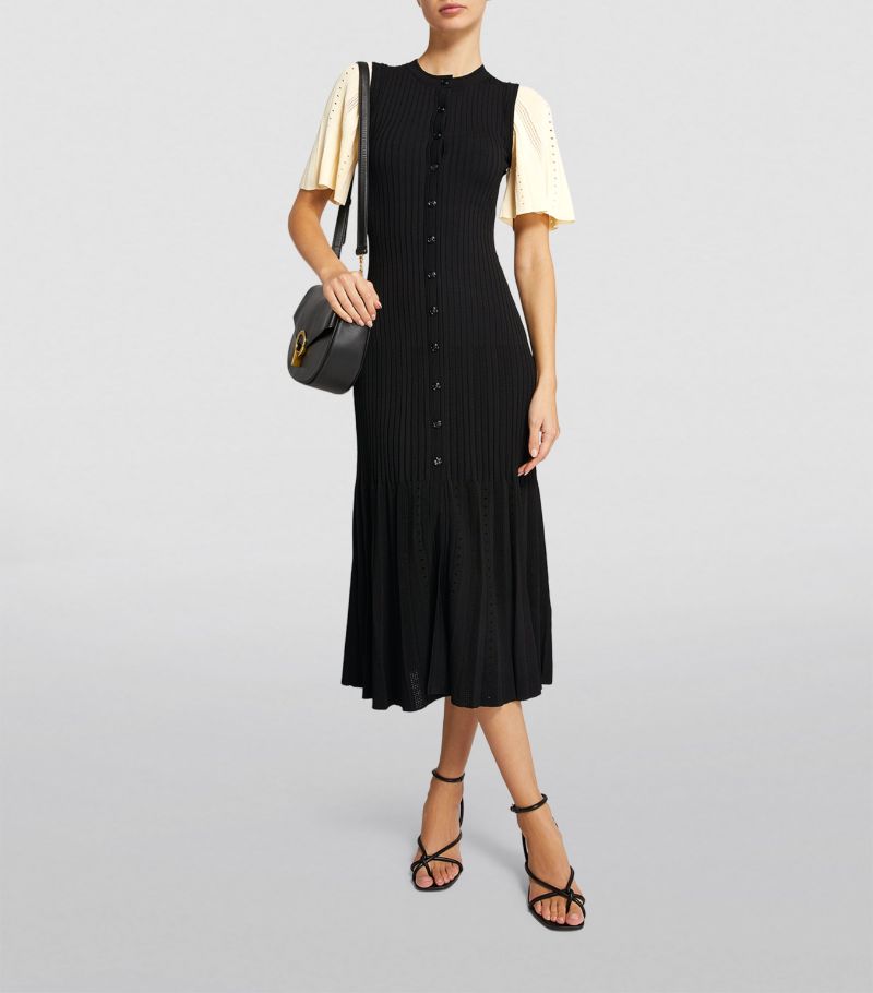 SANDRO Ribbed Midi Dress - Black