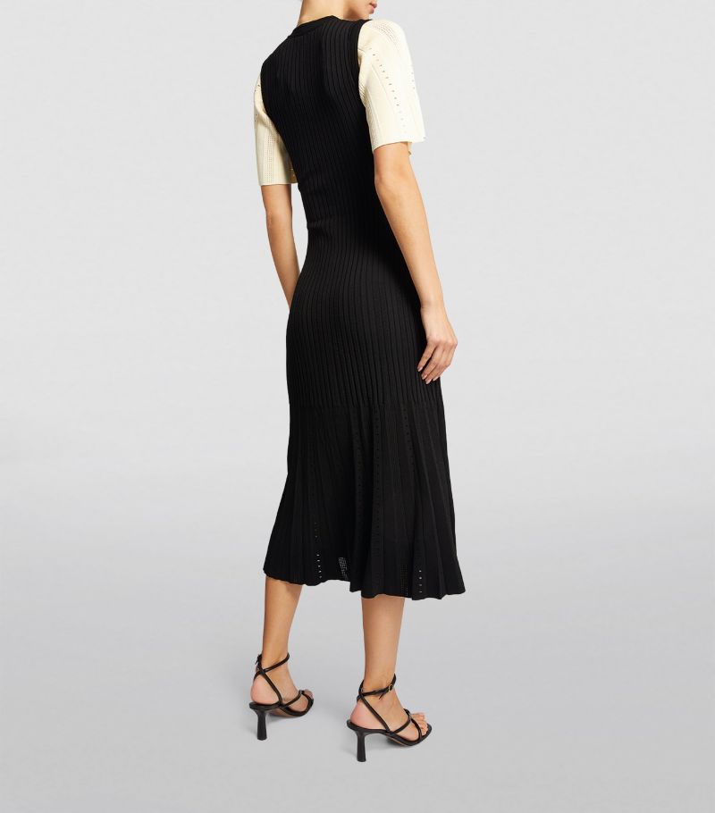 SANDRO Ribbed Midi Dress - Black