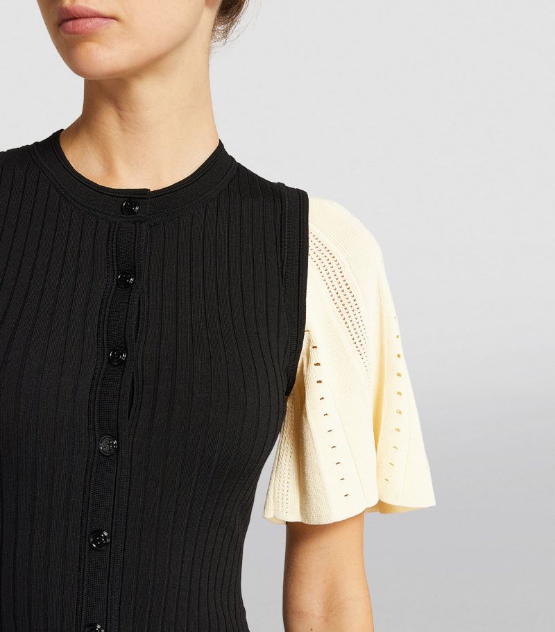 SANDRO Ribbed Midi Dress - Black