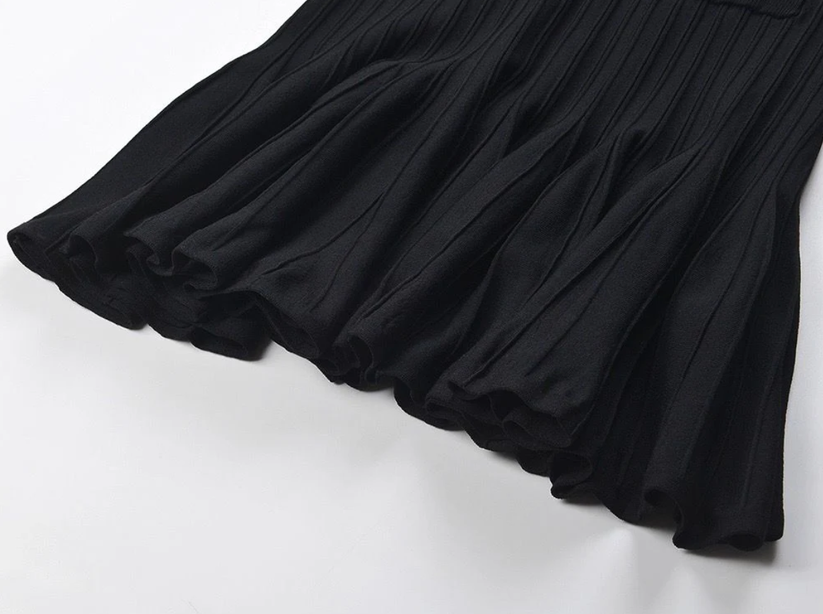 SANDRO Black Short Mini Dress with Buttons and Contrast Trim - Black