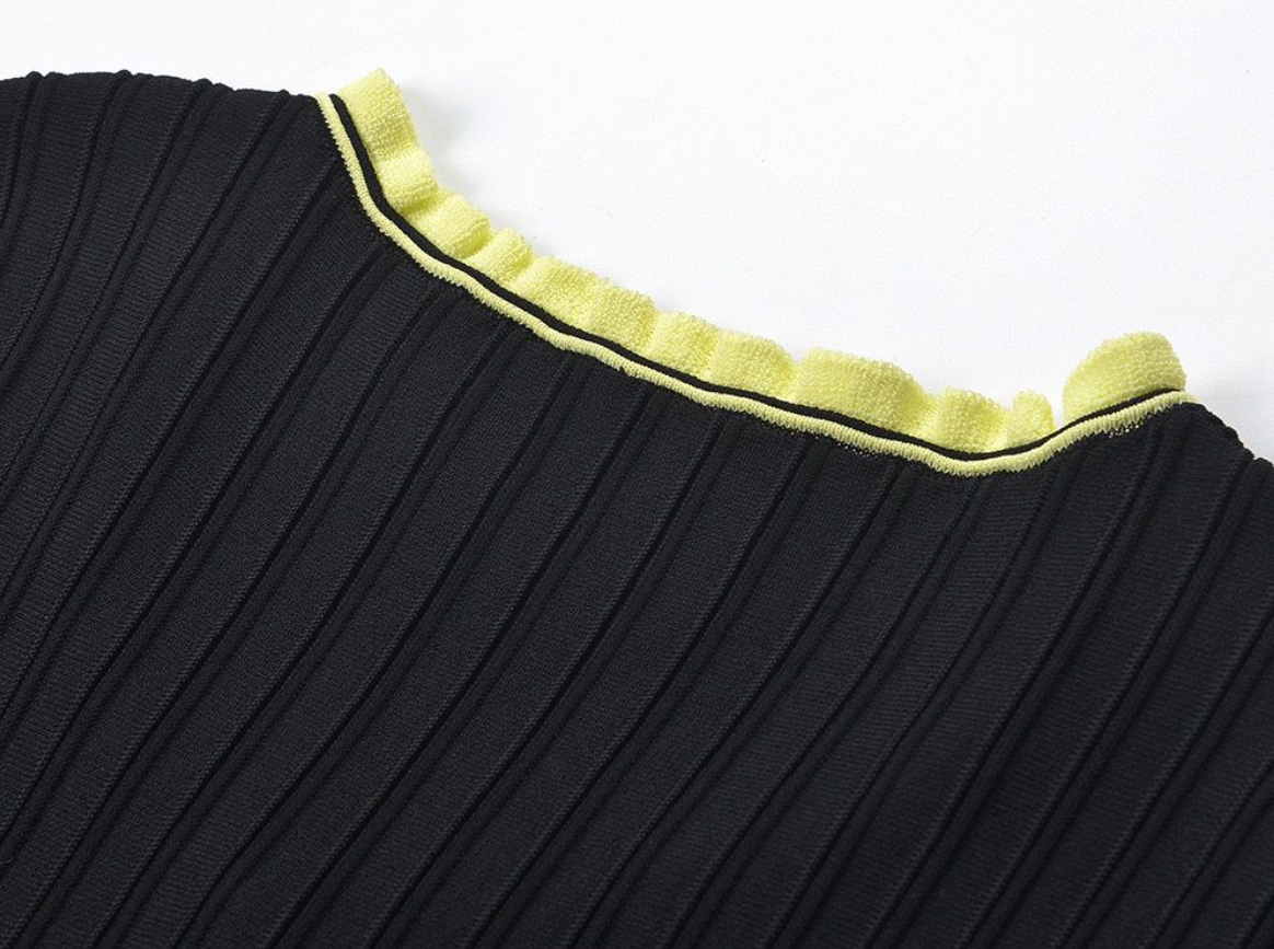 SANDRO Black Short Mini Dress with Buttons and Contrast Trim - Black