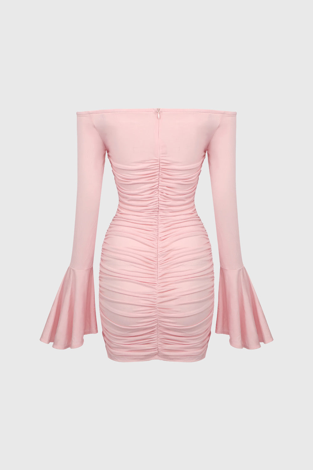 Ruched Dress with Flowers Attached - Pink