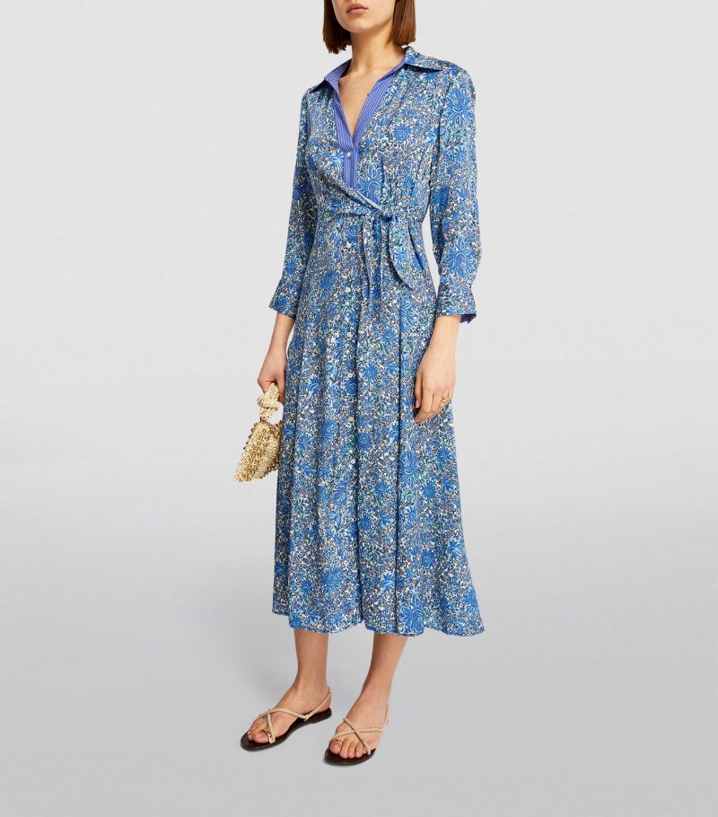 SANDRO Floral Print Midi Dress - Blue