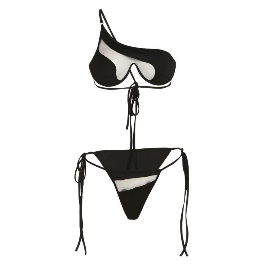 GIGI SWIRL BIKINI SET - PLAIN BLACK