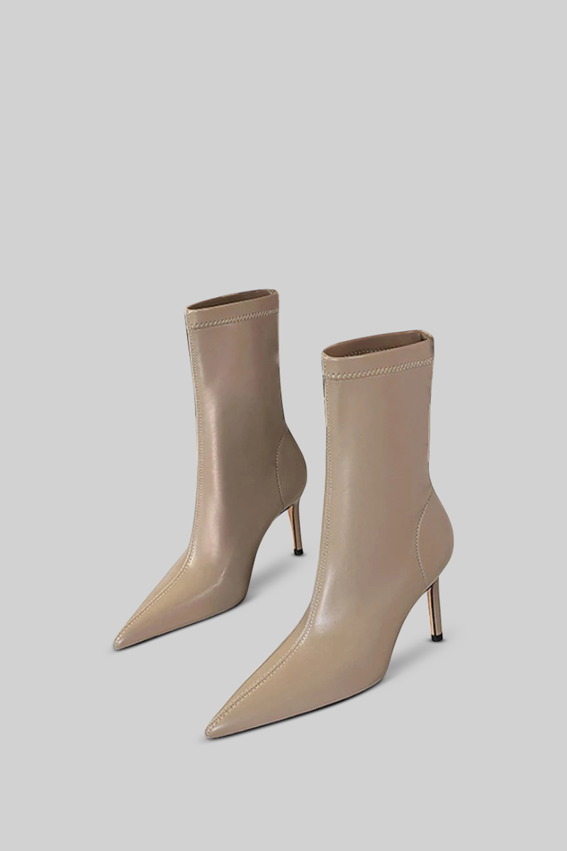 CECILIA Ankle stiletto boots - Beige