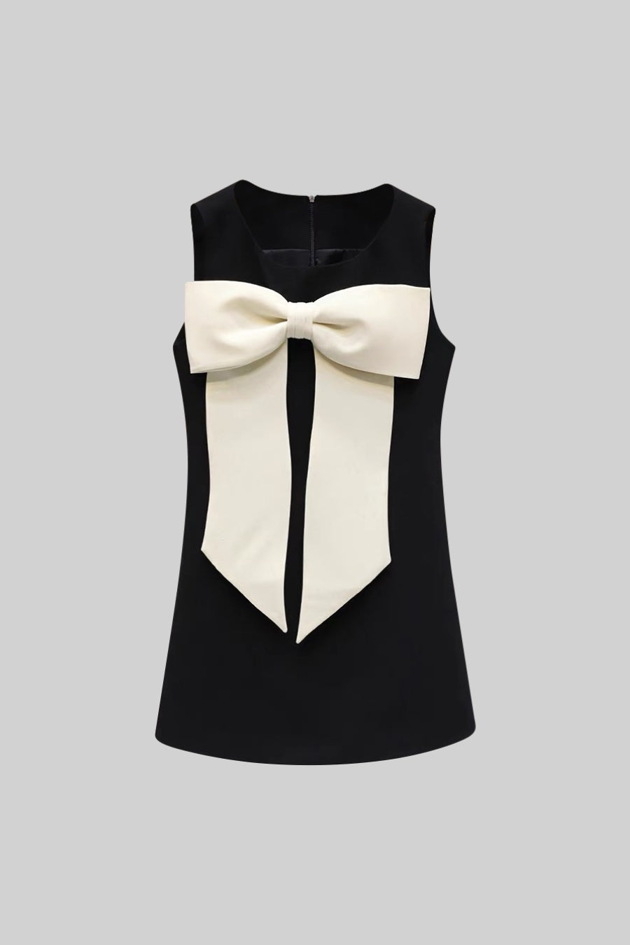 EMILION Sleeveless Massive Ribbon Mini Dress - Black