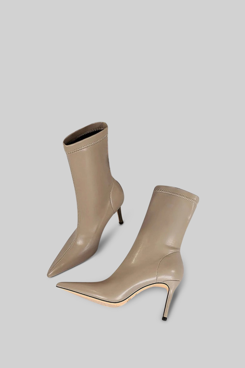 CECILIA Ankle stiletto boots - Beige