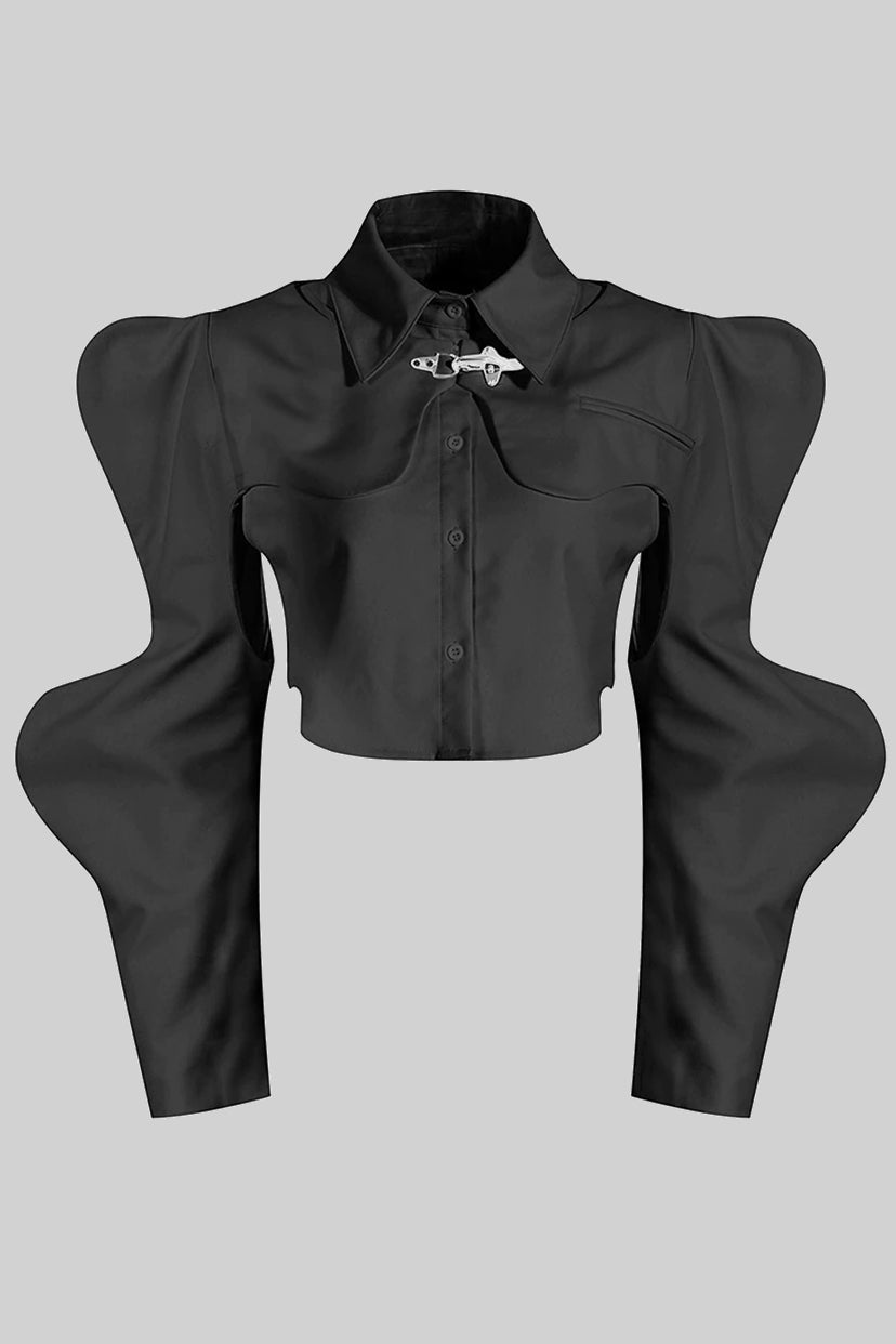 MARCELLA Long Sleeve Butterfly Shirt - Black