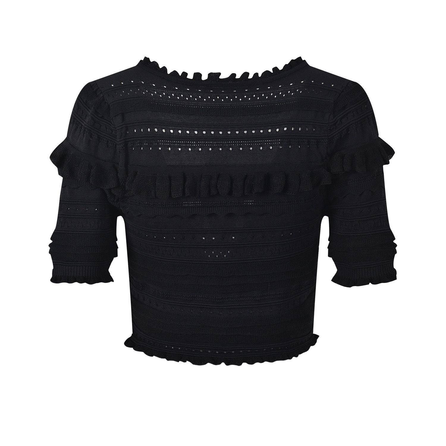 Sandro SHORT KNIT TOP SET - black