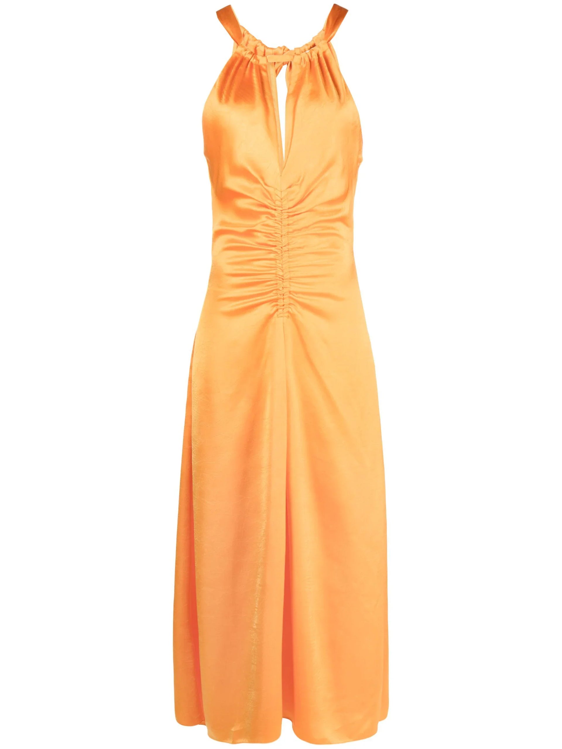 SANDRO ruched satin midi dress