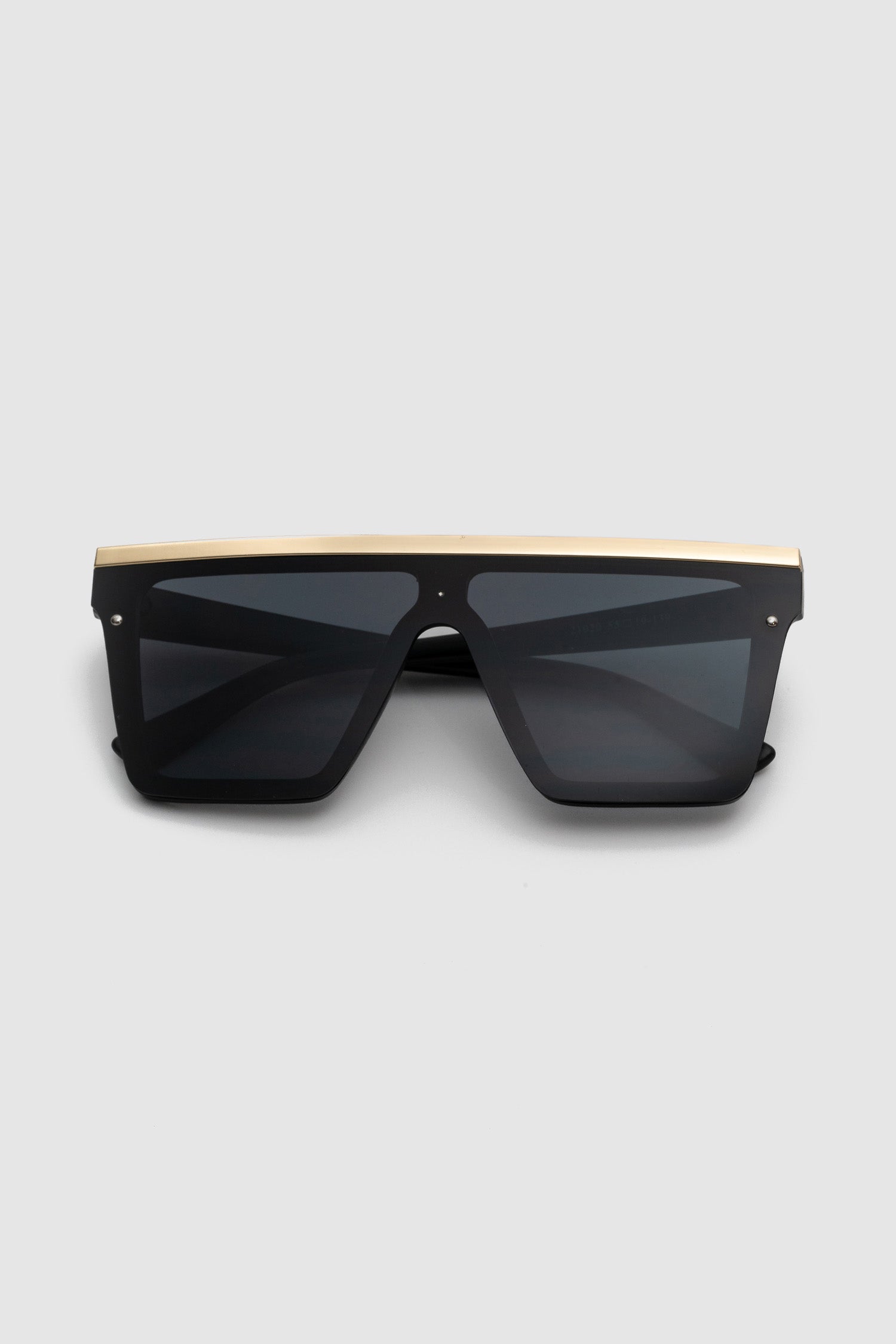 RAYMONA Oversized Square Sunglasses with Gold Detail - Black