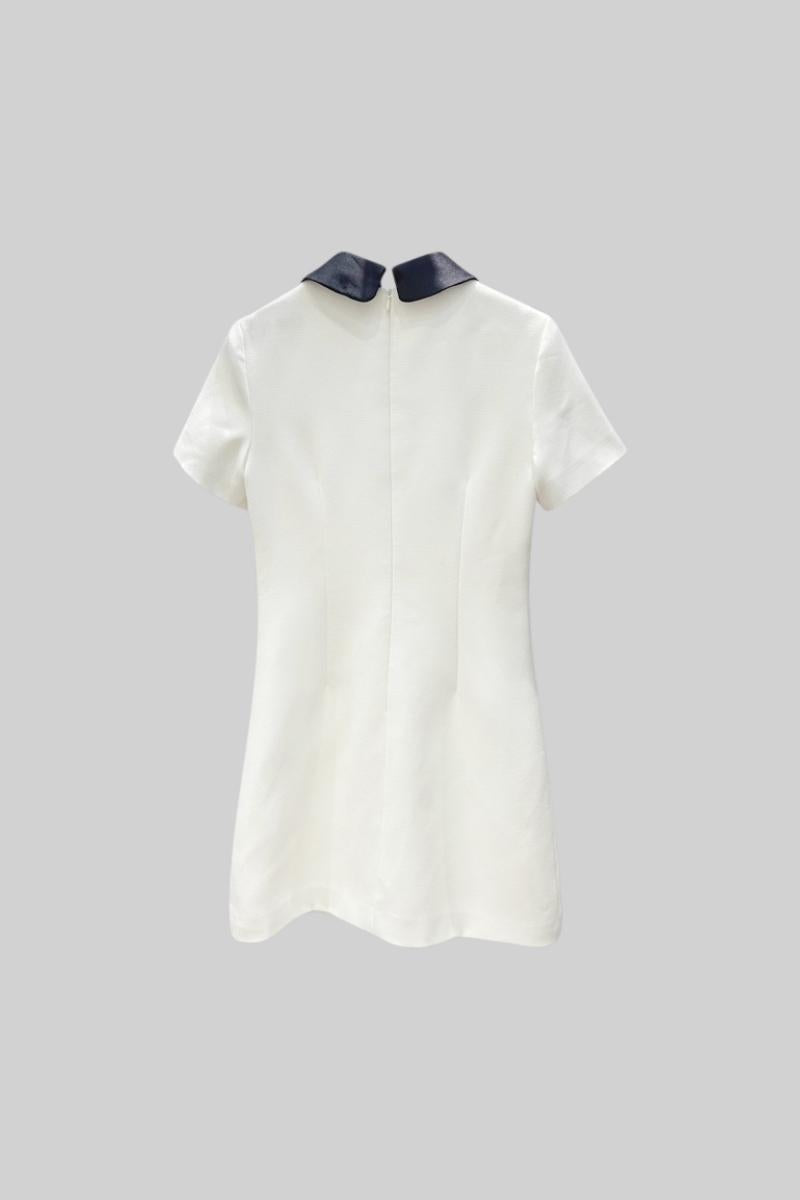 VERONA Mini Dress with Contrasting Collar and Jewelry Details - White