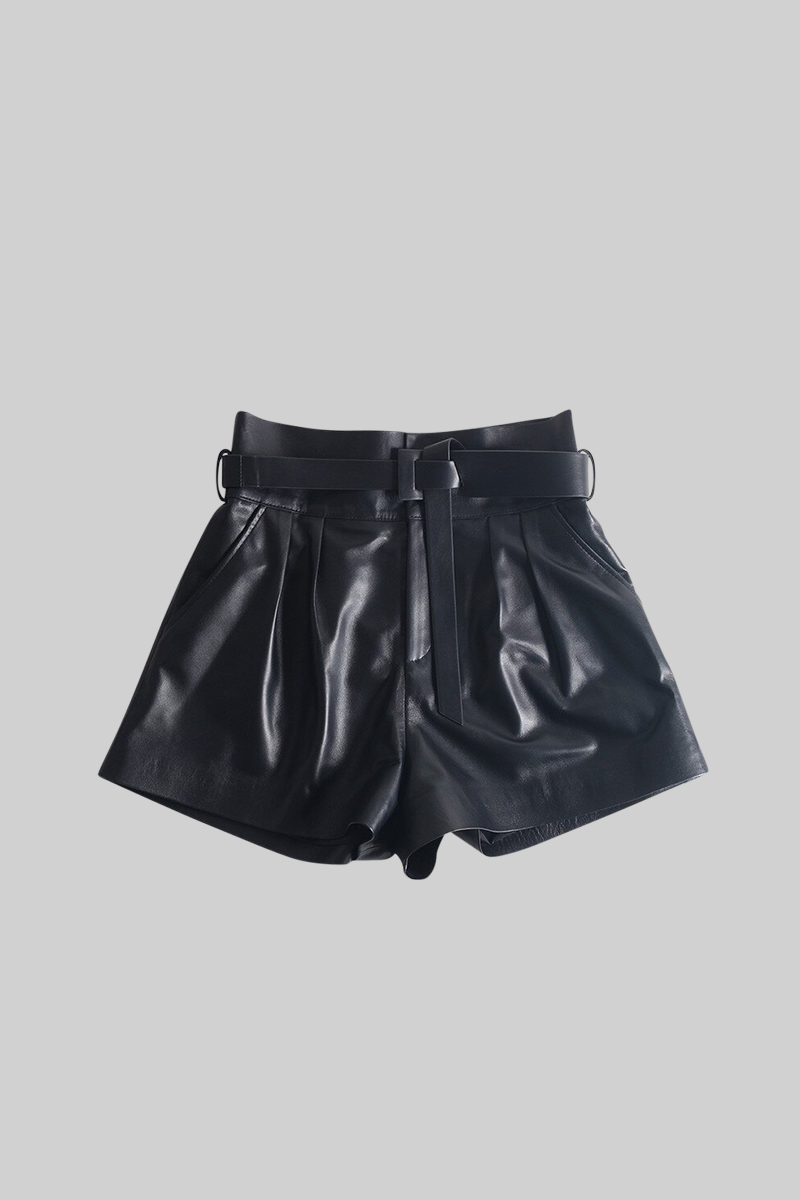 COSETTE Leather Shorts - Black