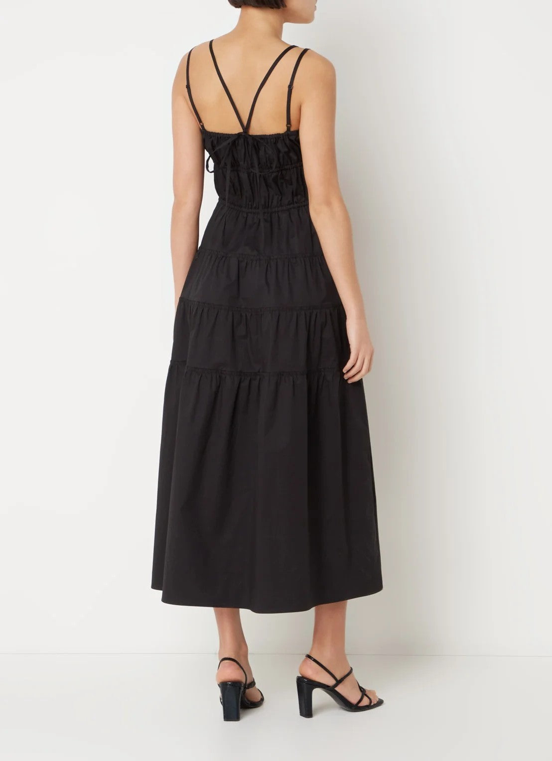 Sandro Layered midi dress with stretch - Black