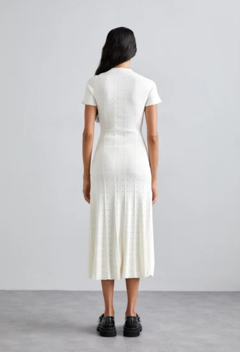 New Season  SANDRO ribbed-knit midi dress - White