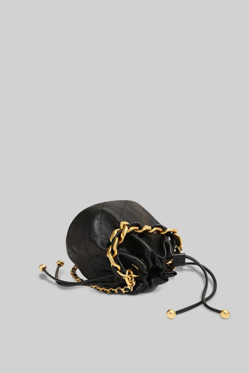 LUCIANA Fancy Pouch hand-bag with chains - Gold&Black