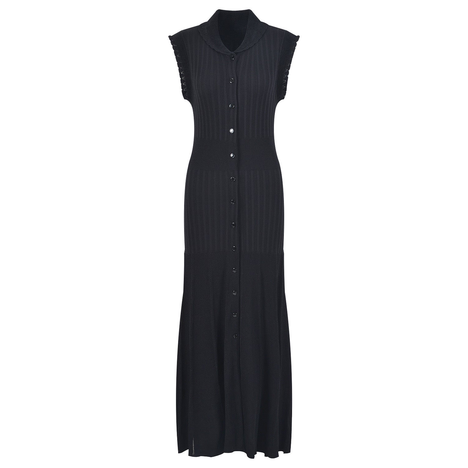 SANDRO Ribbed Maxi / midi dress - Black