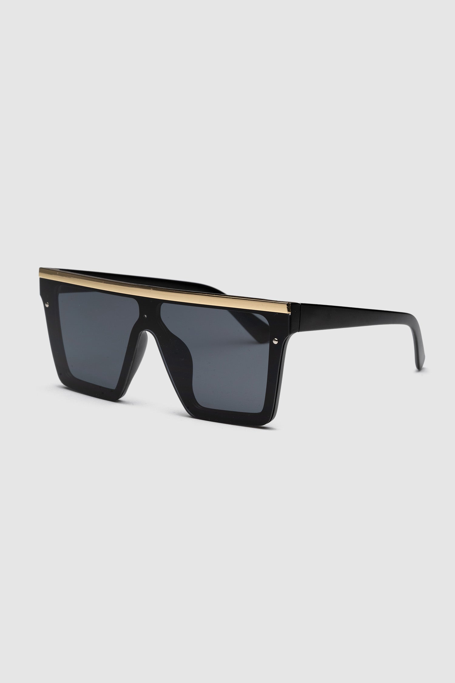 RAYMONA Oversized Square Sunglasses with Gold Detail - Black