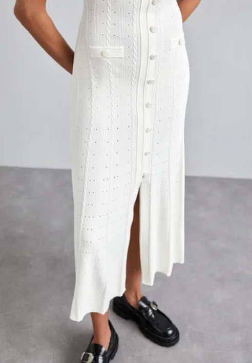 New Season  SANDRO ribbed-knit midi dress - White