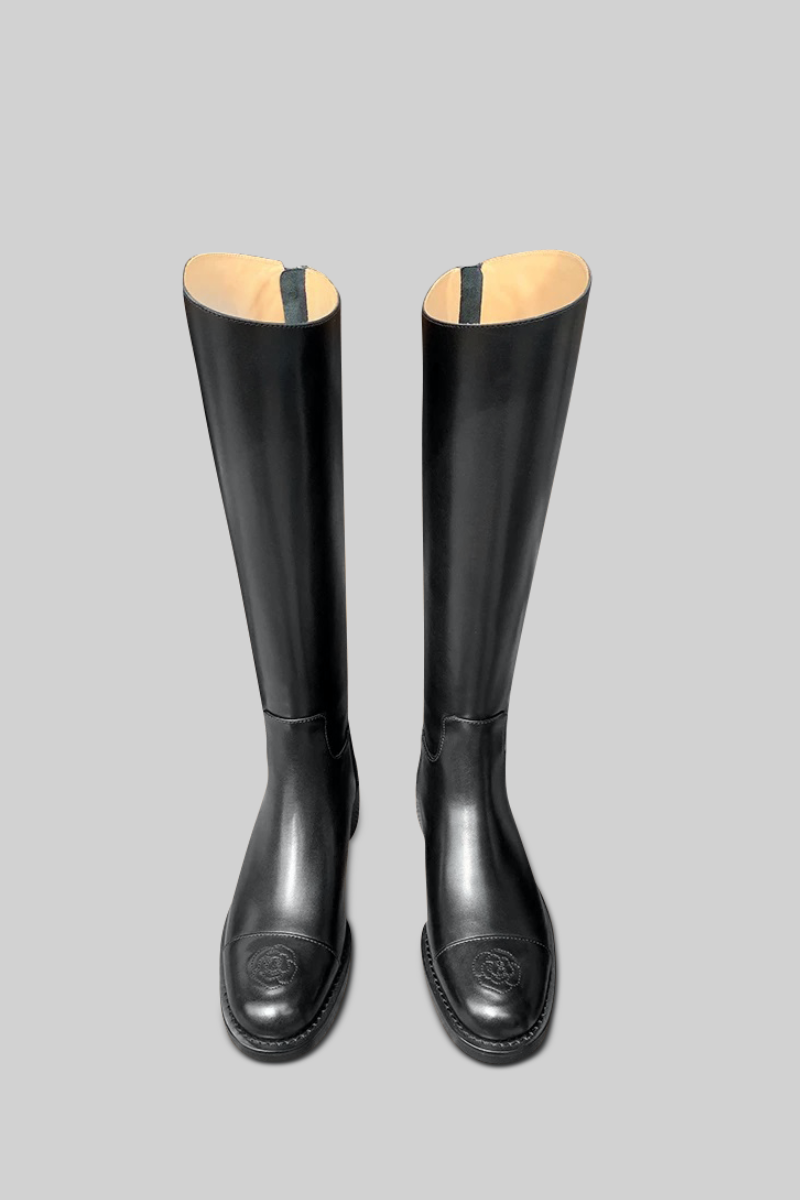 Vegan Leather High Knee Boots - Black