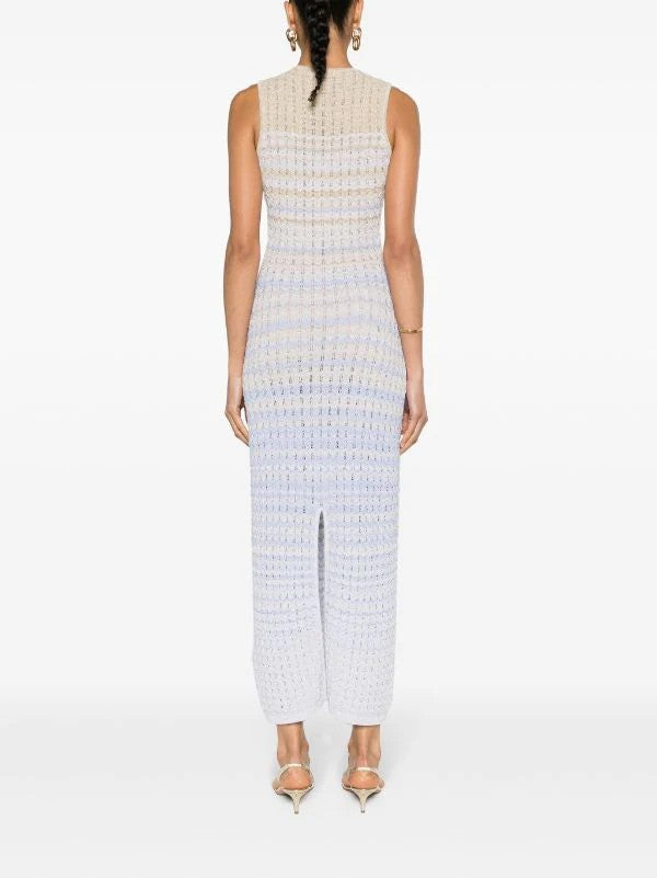 SANDRO Zade chevron-knit maxi dress - Blue