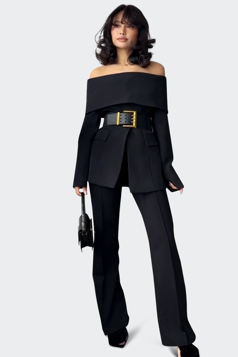 CALISTA Cut Out Shoulder Jacket - Black