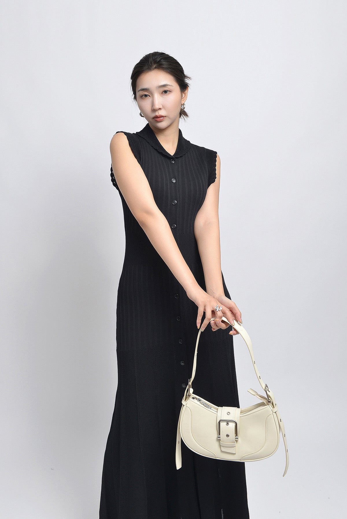 SANDRO Ribbed Maxi / midi dress - Black