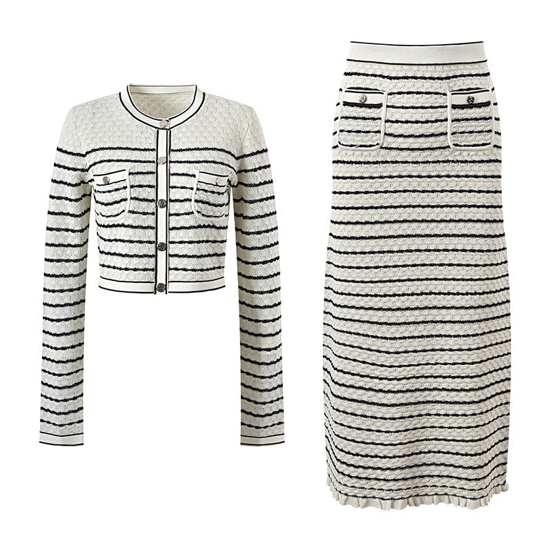 Sandro matching skirt Set white and black stripes - White