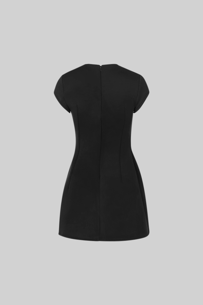 ELROSE Hourglass Mini Dress with Short Sleeves - Black