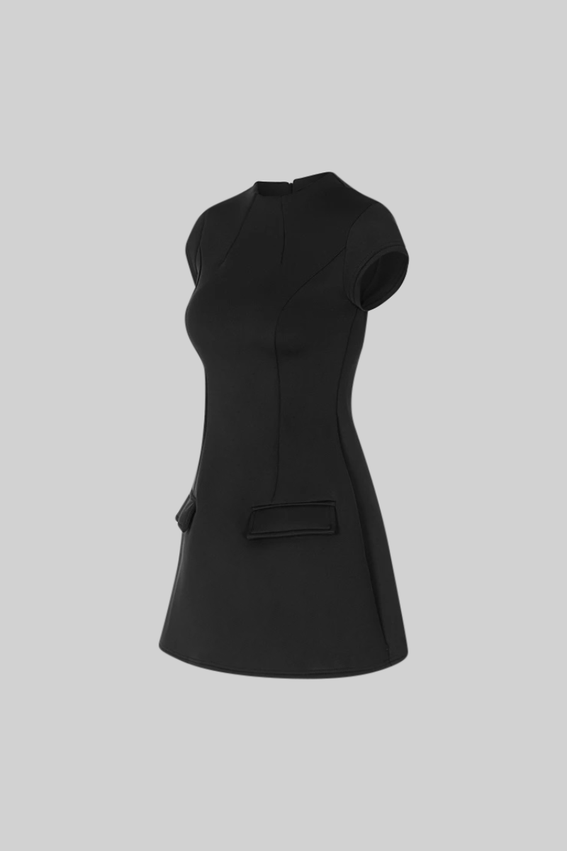 ELROSE Hourglass Mini Dress with Short Sleeves - Black