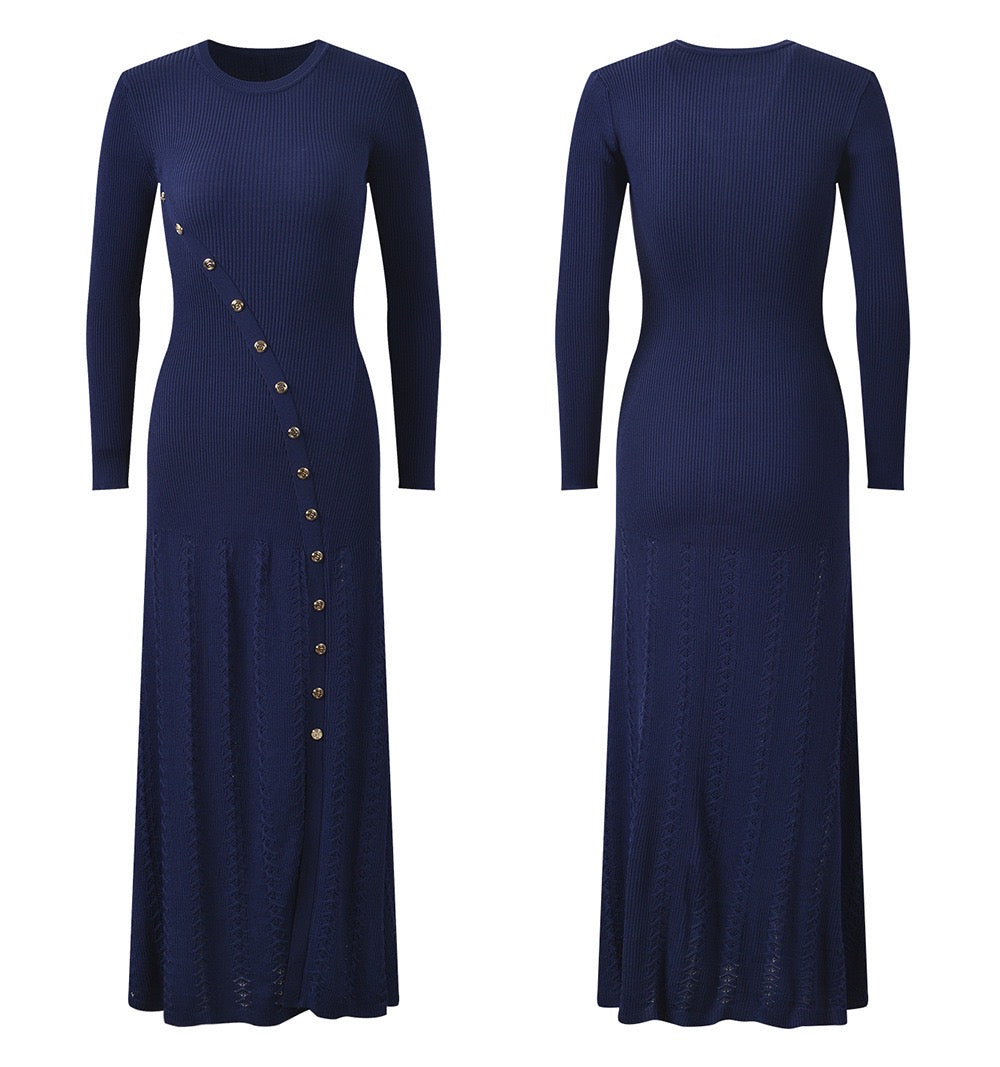 SANDRO Knit Midi Dress - Blue