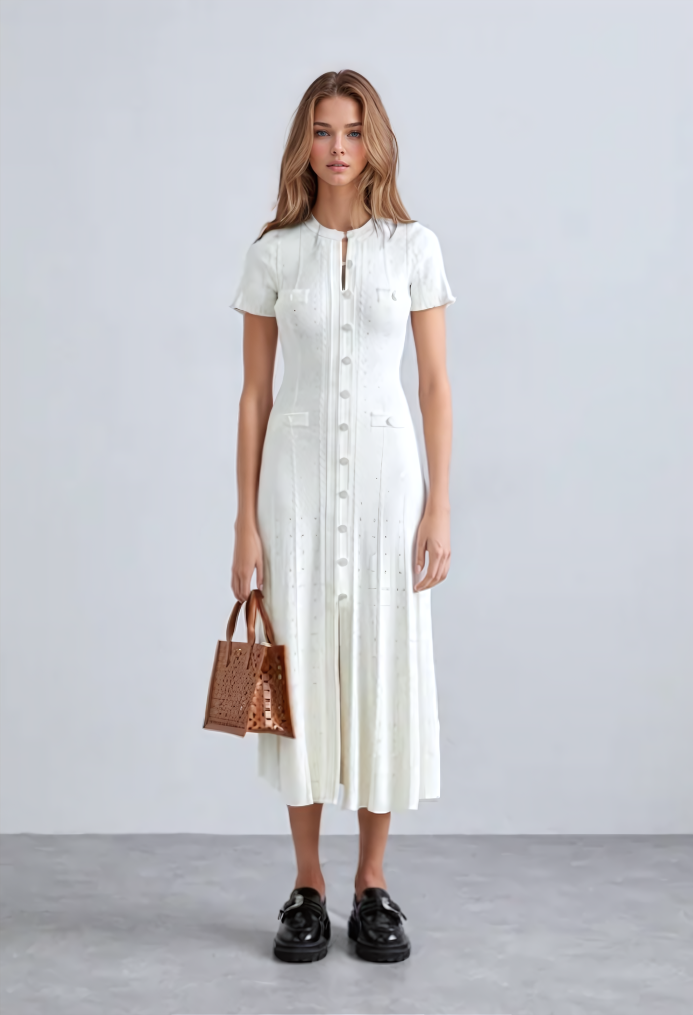 New Season  SANDRO ribbed-knit midi dress - White