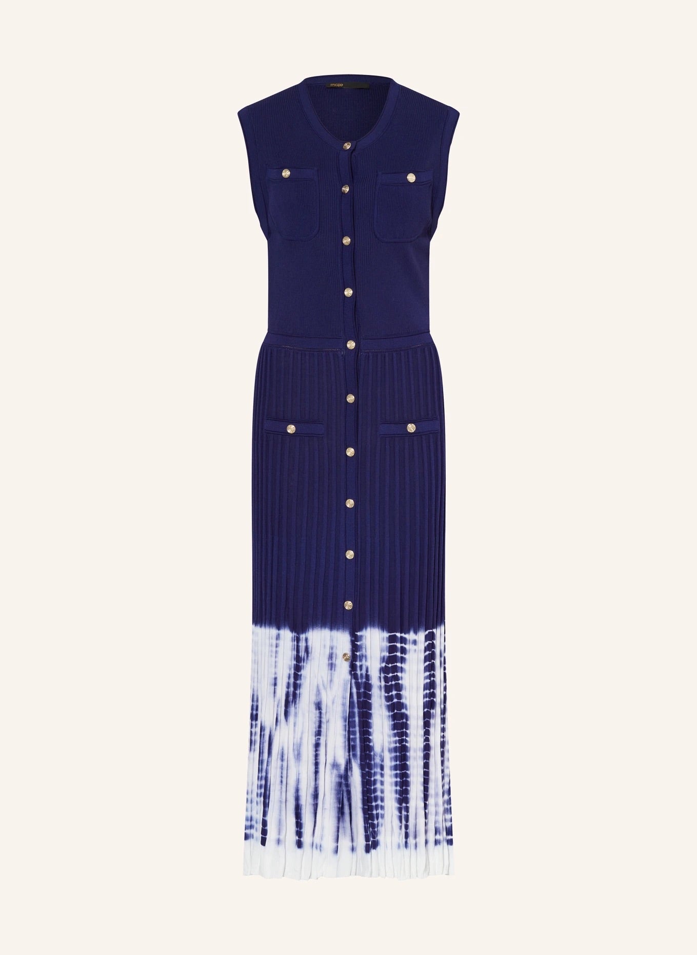 Sandro dark blue maxi dress gold buttons - Blue