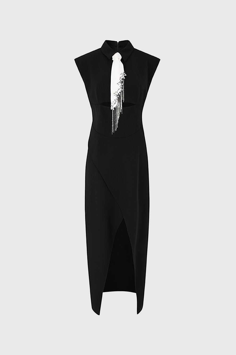 Midi Dress with Tie Detail - Black