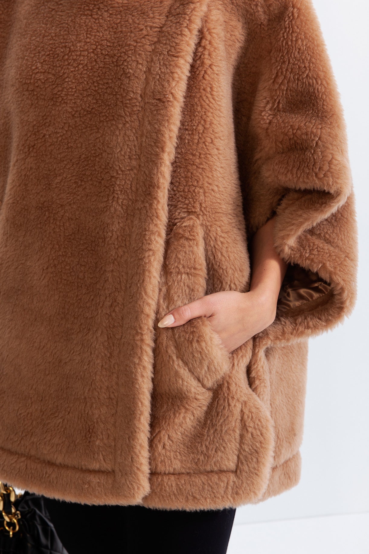 Teddy Bear Coat with Alpaca & Wool Blend - Brown