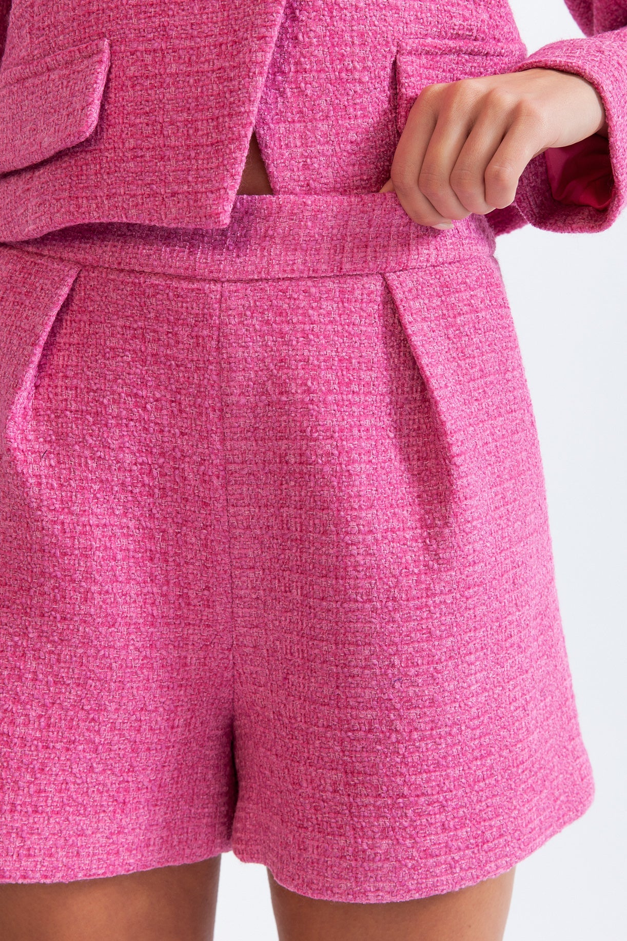 Wool Blend Co-Ord with Gold Buttons - Fuchsia