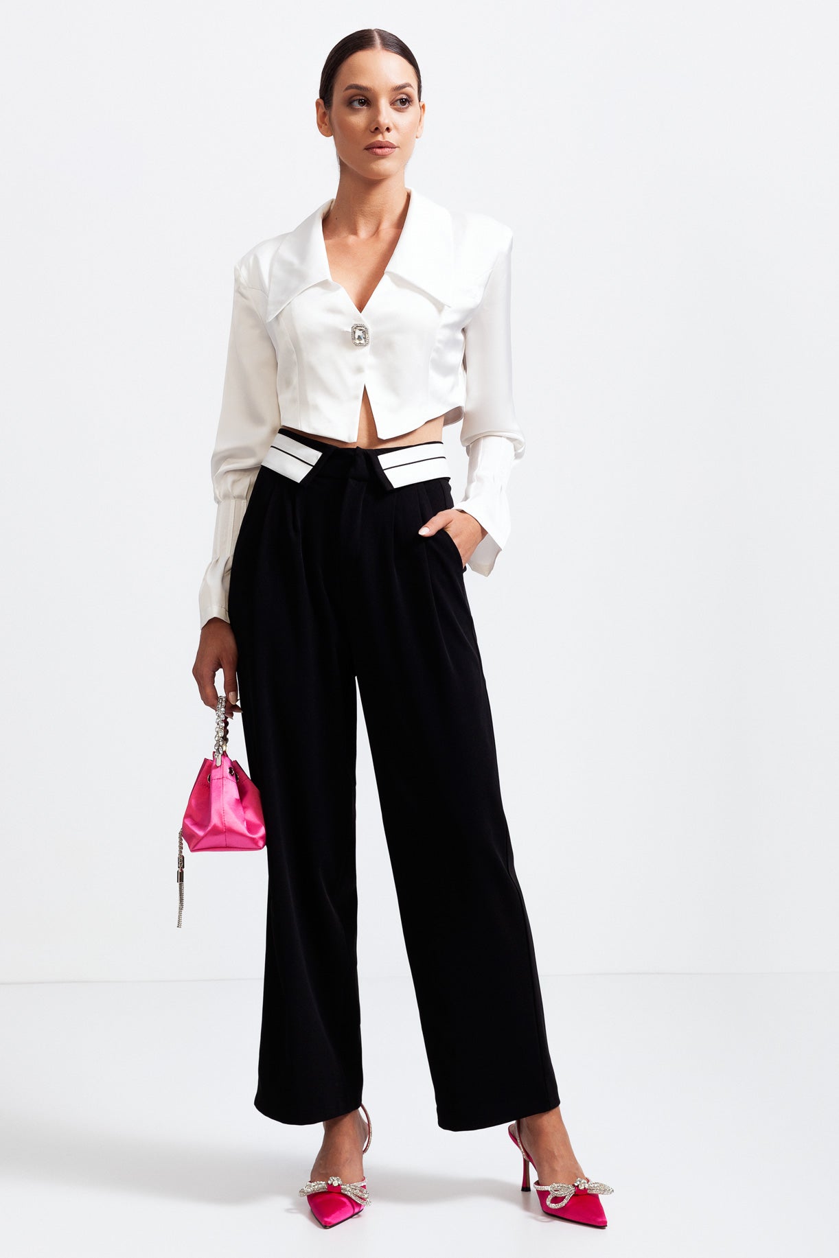 Wide Leg Trousers - Black