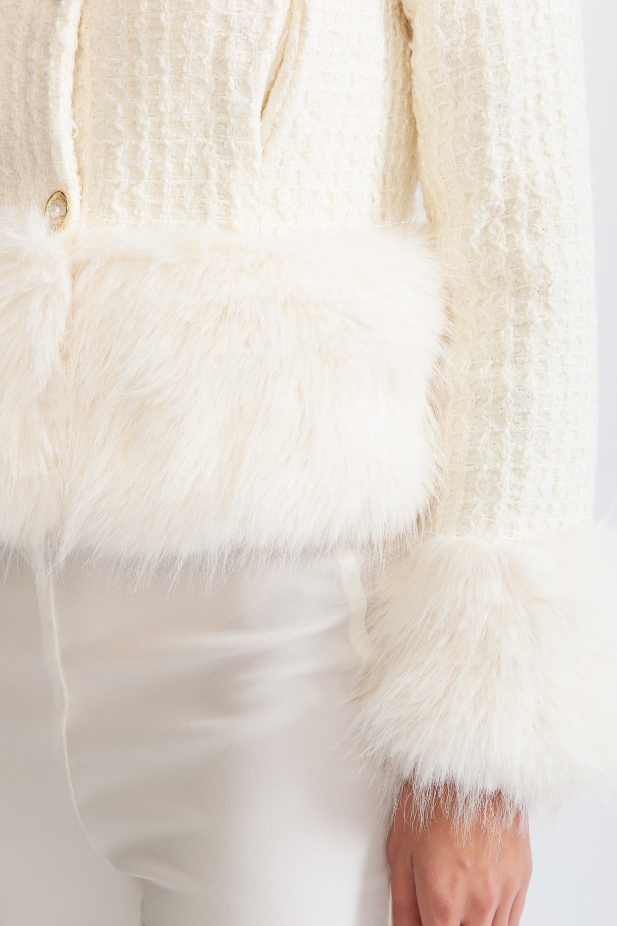 EVIANA Faux Fur Coat with Wool Blend - White