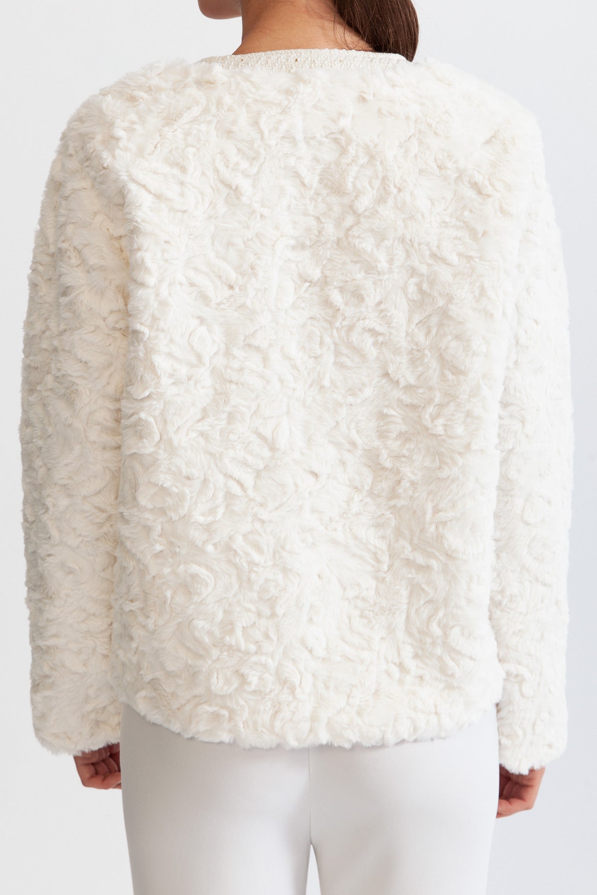 ELYSIAN Fluffy Jacket with Gold Buttons - White