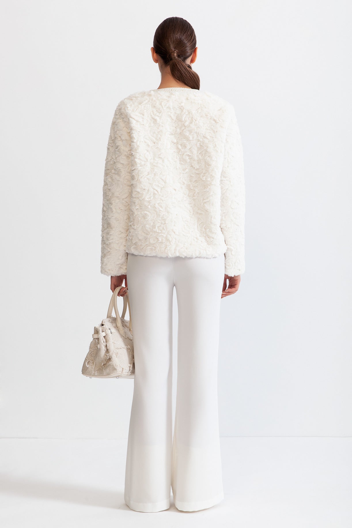 ELYSIAN Fluffy Jacket with Gold Buttons - White