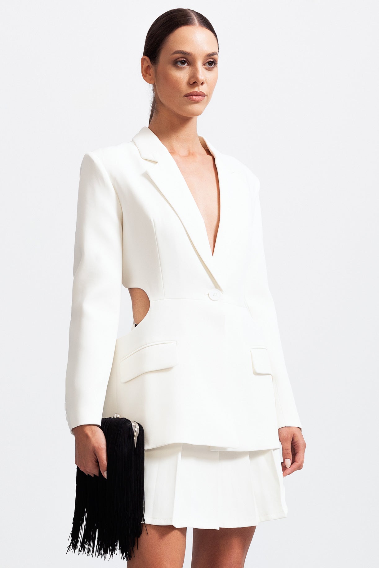 CHLOE Long Sleeve Cut Out Blazer - White