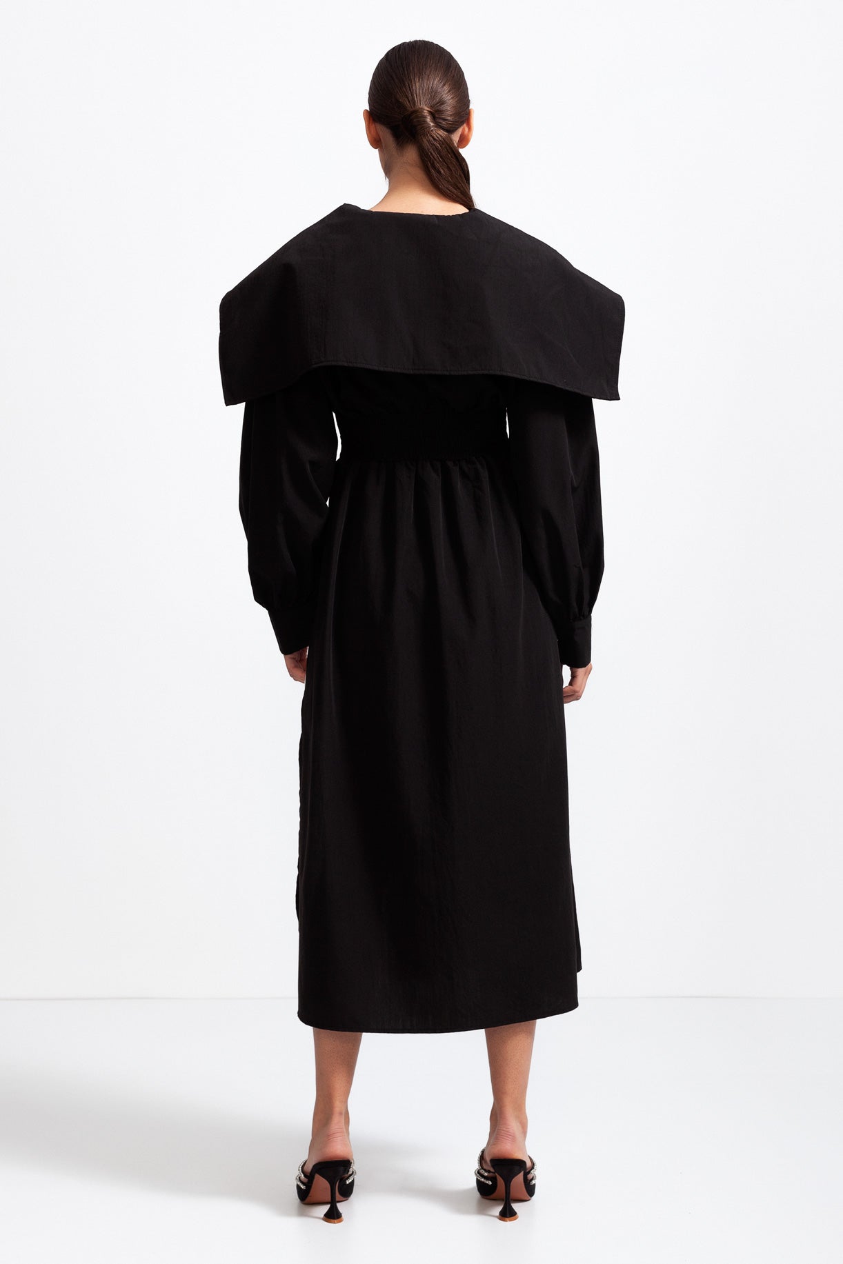 ISABELLA Asymmetrical Shirt with Massive Lapels - Black