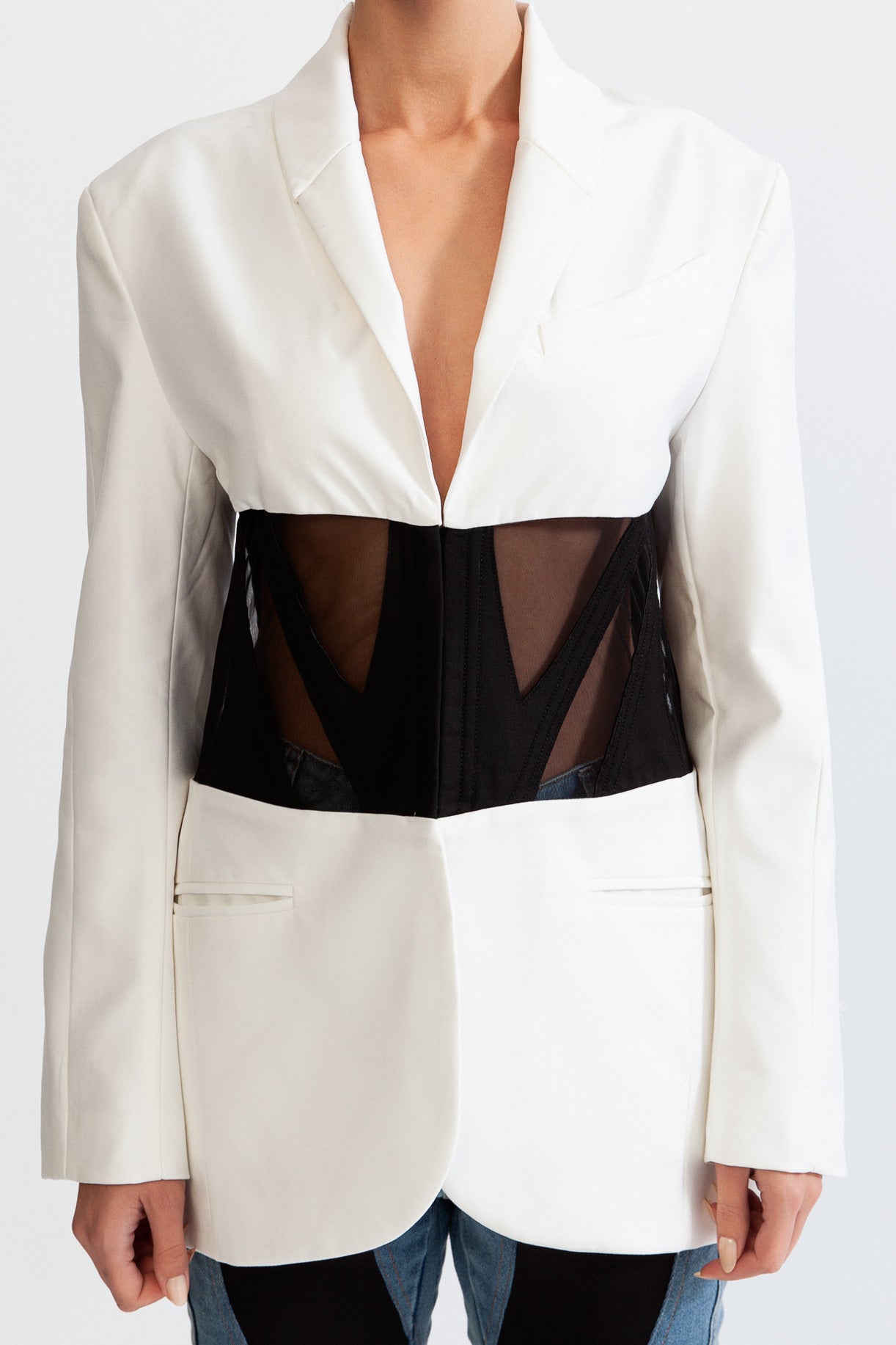 ELINE Corset Blazer - White