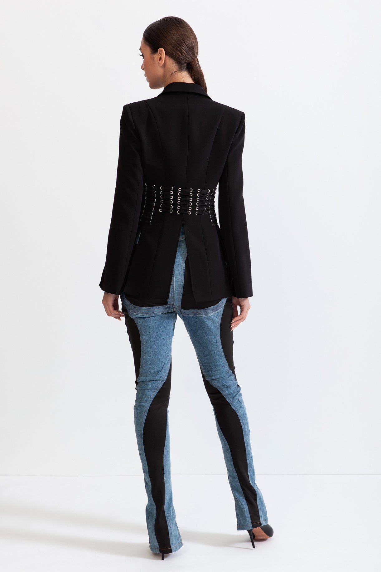 SERENITY Corset jacket with fringe details - Black