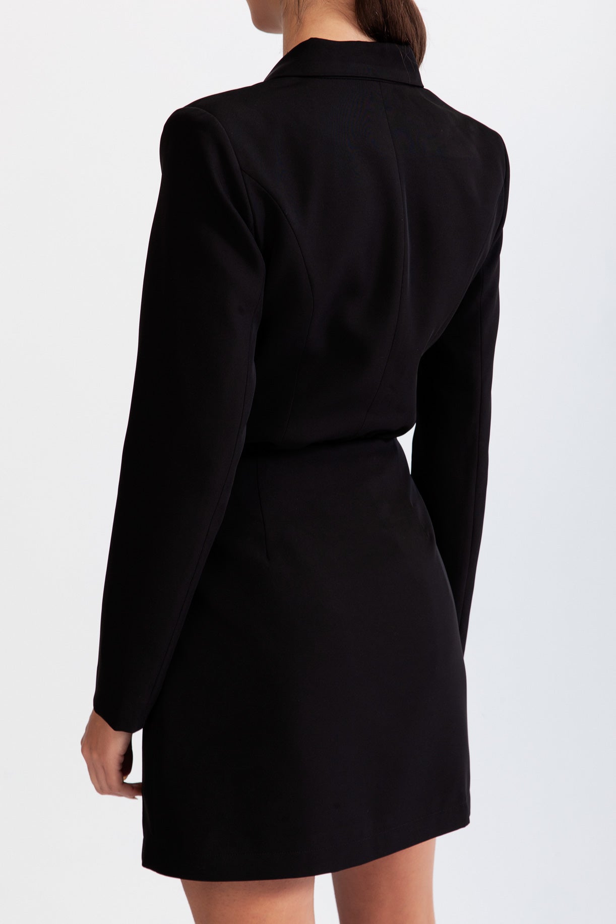 BLAIRE Long jacket with overlapping corset detail - Black