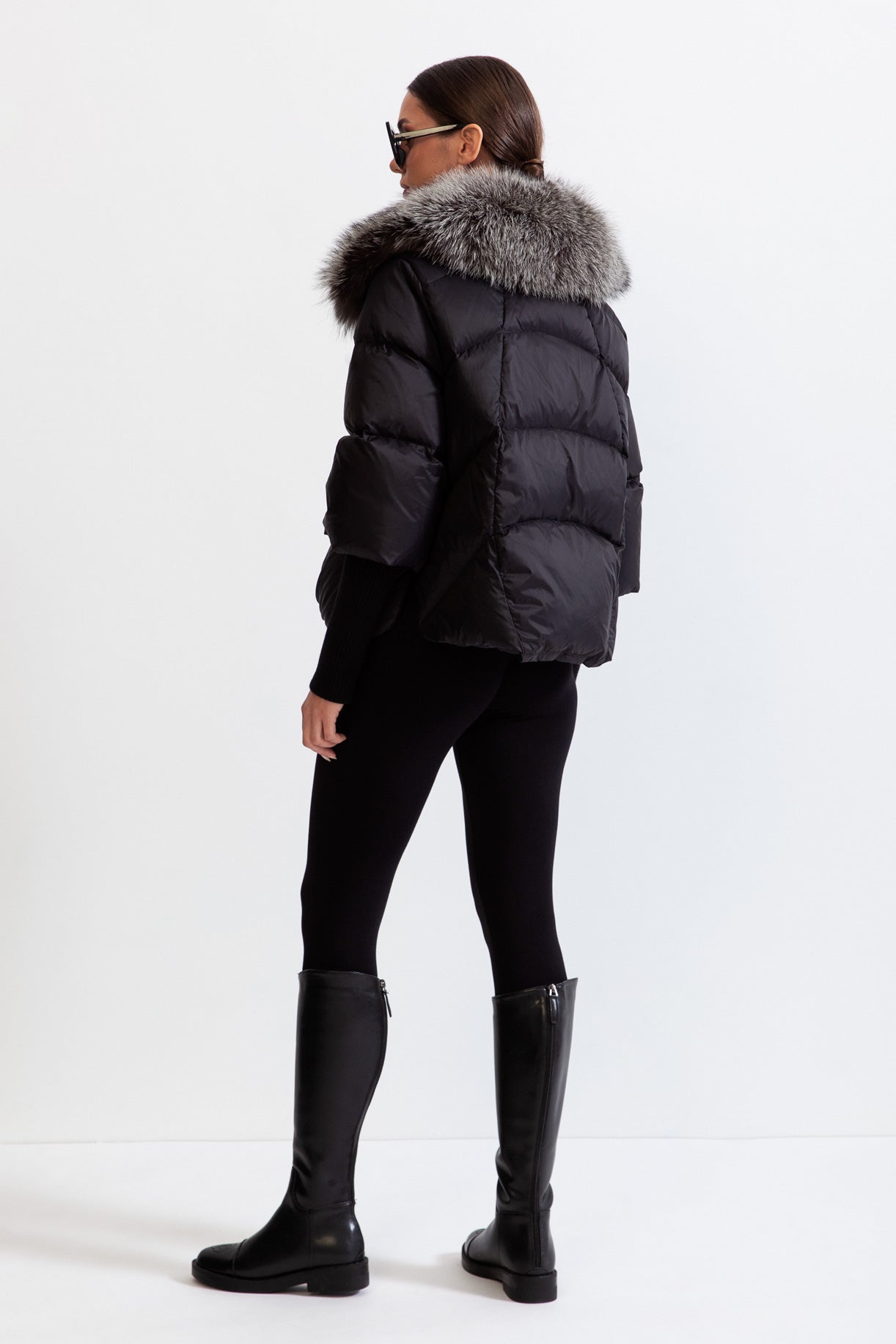 ANGELIQUE Natural fur down puffer - Black