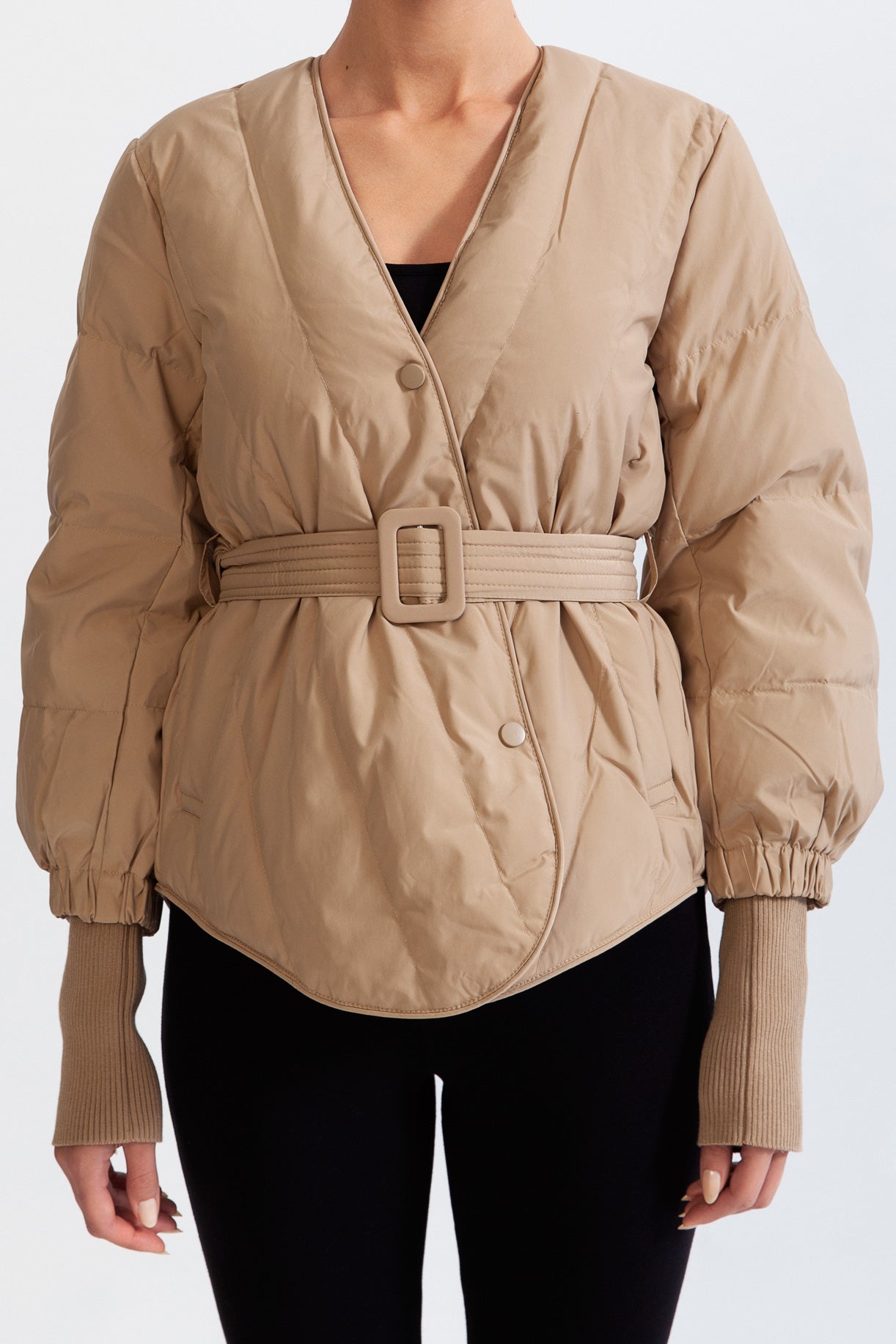 RENATA Down Belted Jacket - Beige