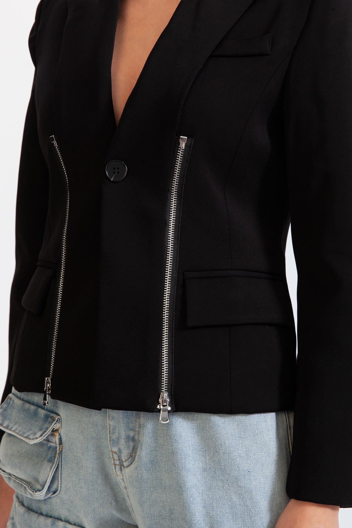 CLARIMONDE Fitted zipper jacket - Black